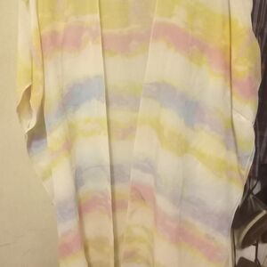 5/$12 Truth Pastel Tie-Dye Kimono With Batwing Sleeves